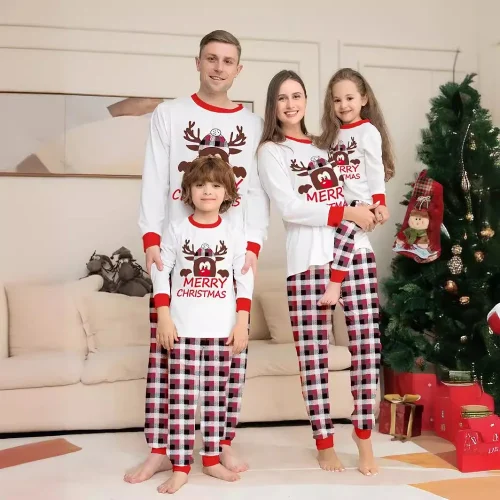Christmas Family Matching Pajamas Sets Adult And Kids Tops+Pants 2 PCS Family Look Xmas Sleepwear Suits Baby Boys Girls Romper